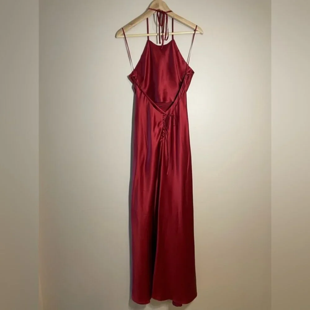 NEW Reformation Jeany Silk Long Dress Backless Formal Sangre Red | Size M - Picture 10 of 13